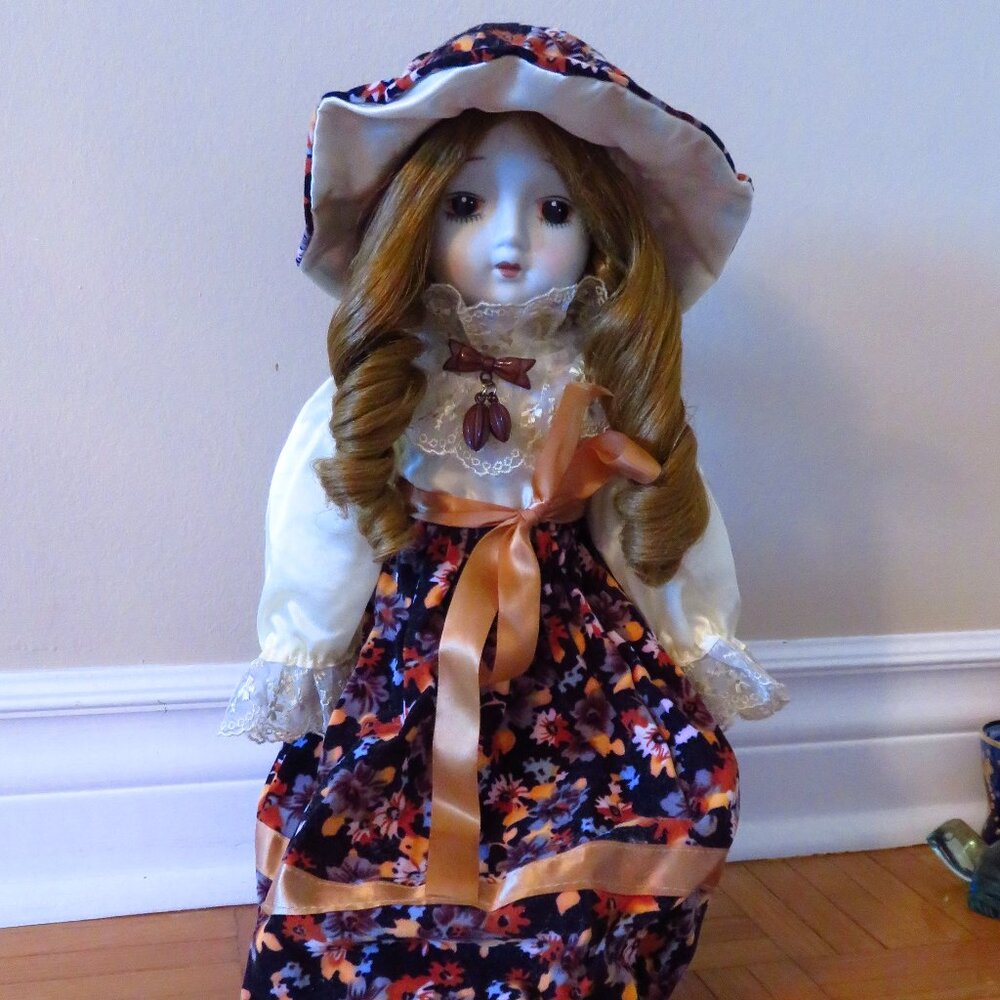 Vintage porcelain doll 1975 ,music box 20" tall
